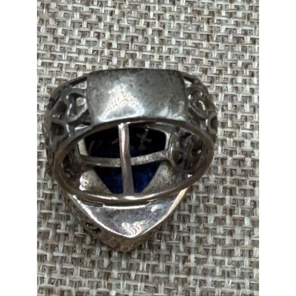 Sajen Sterling Silver “Eat • Pray • Love” Ring – Large Trillion Blue Quartz  Siz